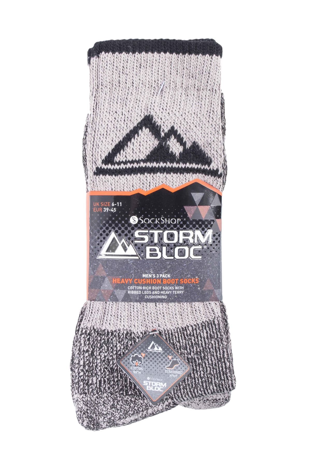 Storm Bloc - 3 Pairs Mens Heavy Cushion Cotton Socks (SBMS030STN)