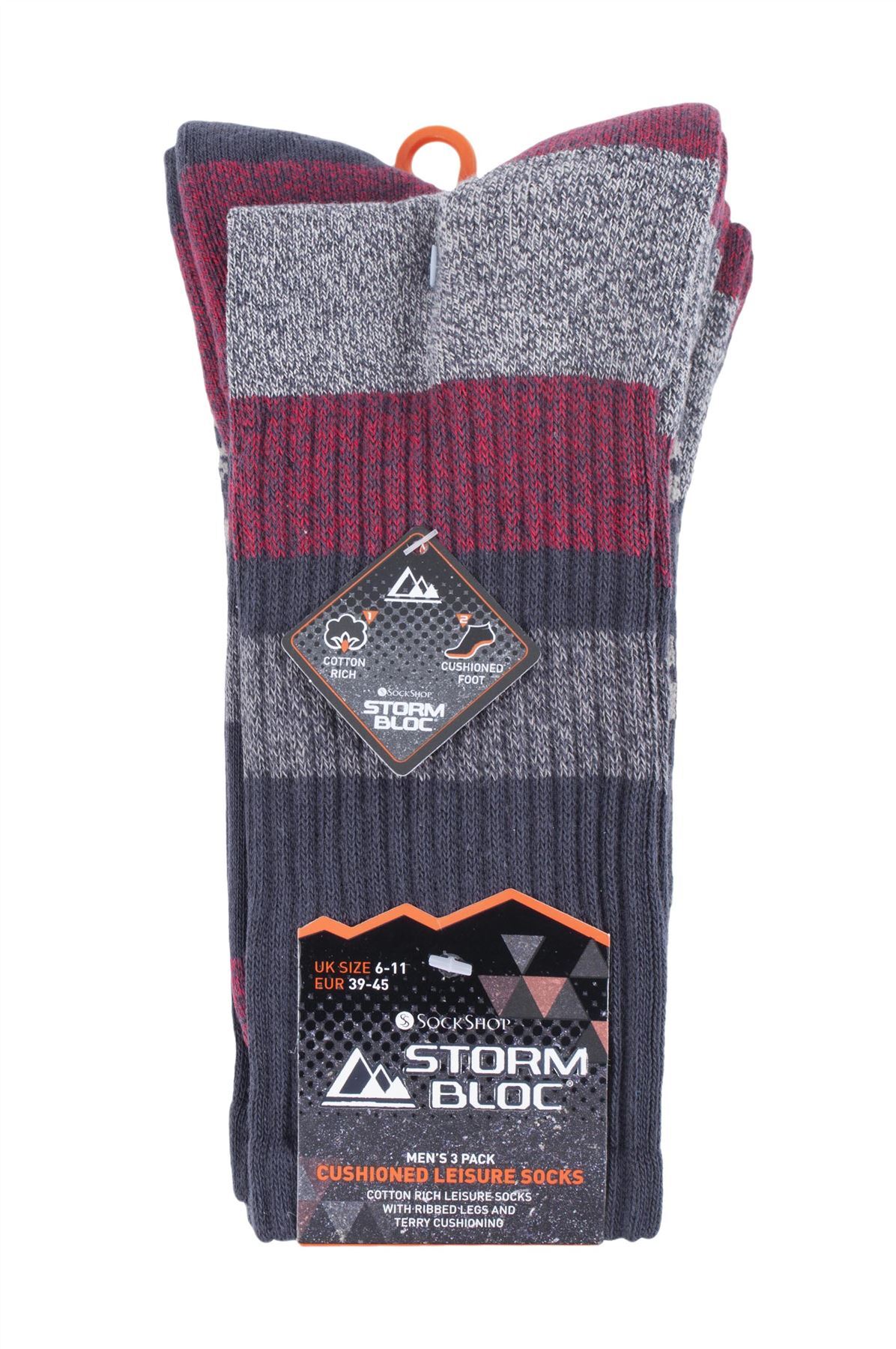 Storm Bloc - 3 Pairs Mens Cushioned Leisure Socks (SBMS031CHA/BER)