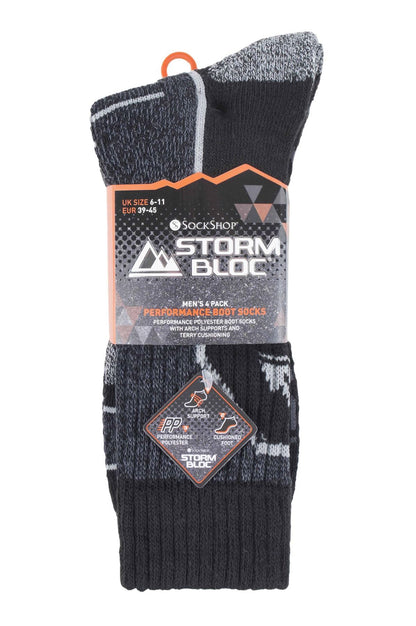 Storm Bloc - 4 Pairs Mens Technical Performance Socks (SBMS034CHA)