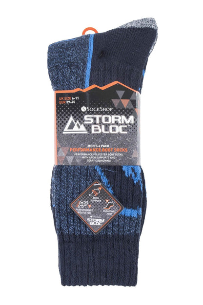 Storm Bloc - 4 Pairs Mens Technical Performance Socks (SBMS034NVY)