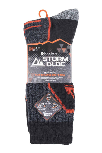 Storm Bloc - 4 Pairs Mens Technical Performance Socks (SBMS034BLK)