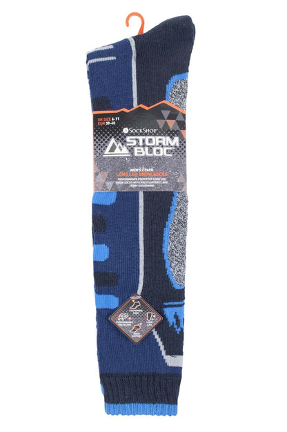 Storm Bloc - 2 Pairs Mens Knee High Ski Socks (SBMS036NVY)