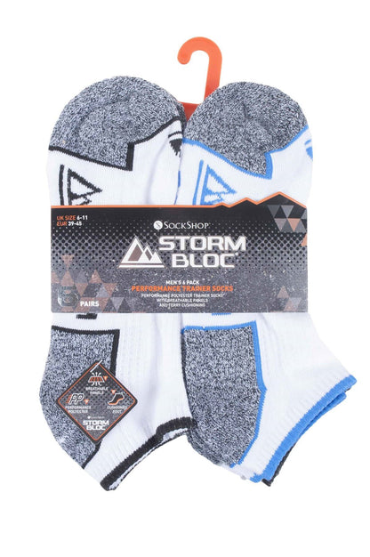 Storm Bloc - 6 Pairs Mens Performance Trainer Socks (SBMS040WHT)