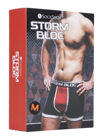 Storm Bloc - 2 Pairs Mens Cotton Boxer Trunks (Small / 05 Navy / Red)