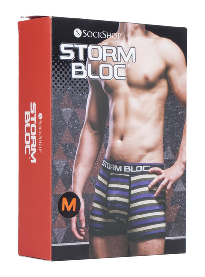 Storm Bloc - 2 Pairs Mens Cotton Boxer Trunks (Small / 04 Navy / Purple)