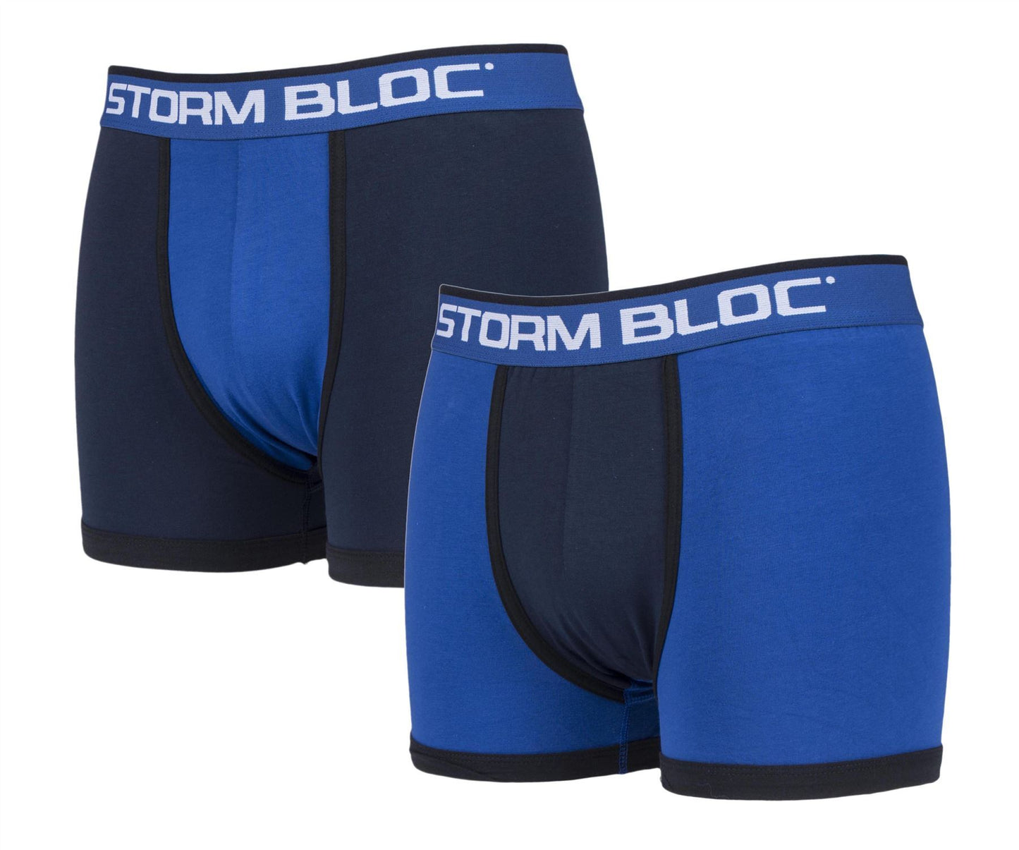 Storm Bloc - 2 Pairs Mens Cotton Boxer Trunks (Small / 05 Navy / Blue)