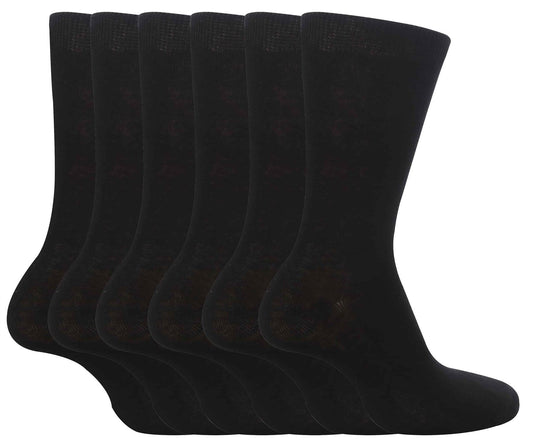 6 Pairs Children's School Socks (12-3 UK / Black)