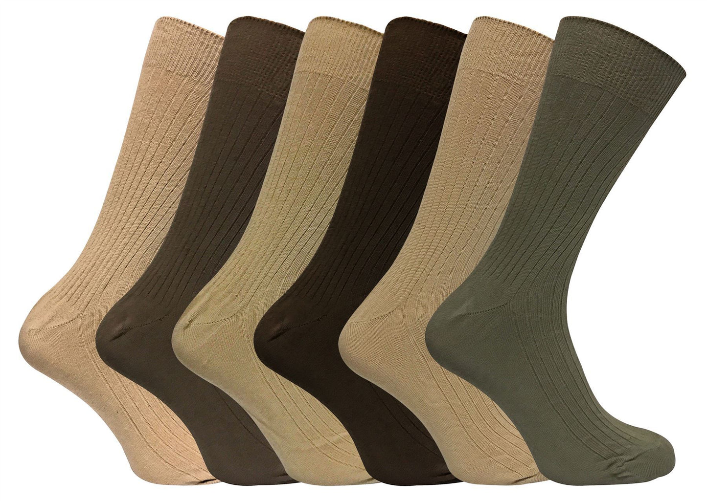 6 Pairs 100% Cotton Socks (6-11 UK / SE002 Brown)