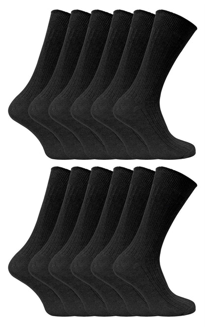 24 Pairs 100% Cotton Socks (6-11 UK / SE002 Black)