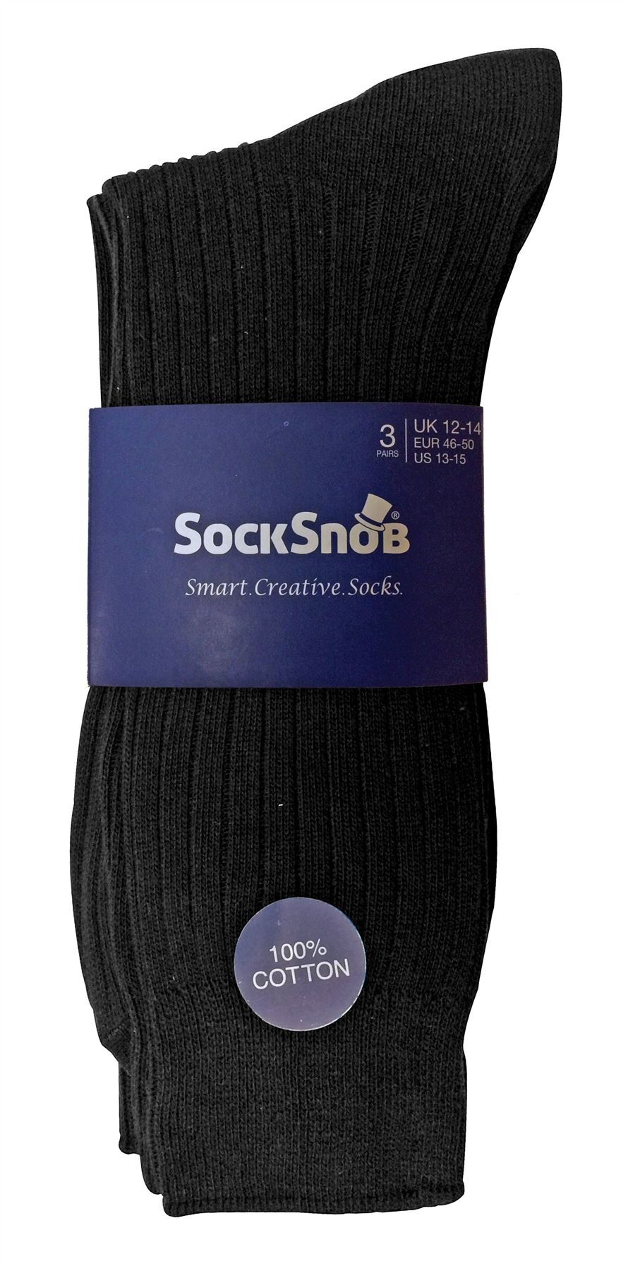 24 Pairs 100% Cotton Socks (6-11 UK / SE002 Black)