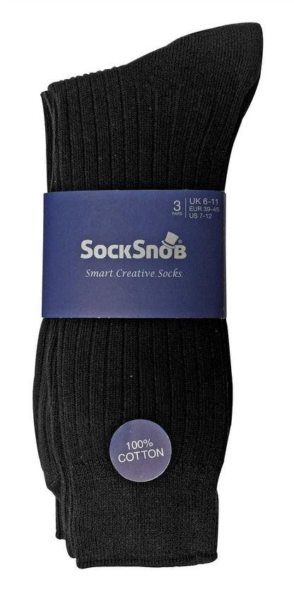 24 Pairs 100% Cotton Socks (11-14 UK / SE002 Black)