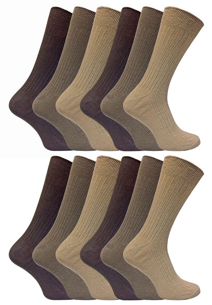 24 Pairs 100% Cotton Socks (6-11 UK / SE002 Brown)