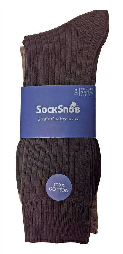 24 Pairs 100% Cotton Socks (6-11 UK / SE002 Brown)