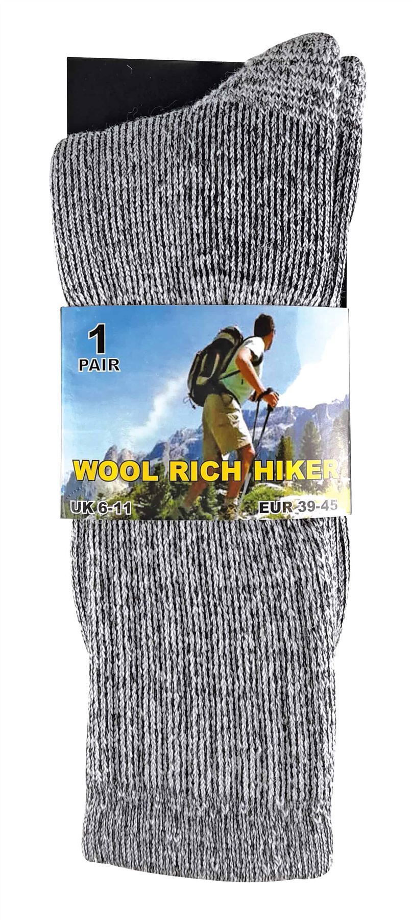 2 Pairs Mens Wool Rich Hiking Socks - SE071 (WRHM02)