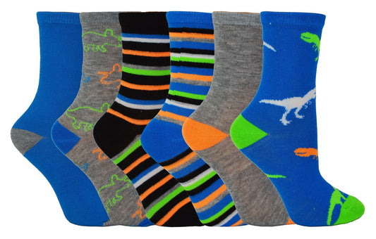 Boys 6 Pack Design Socks (12-3 UK)