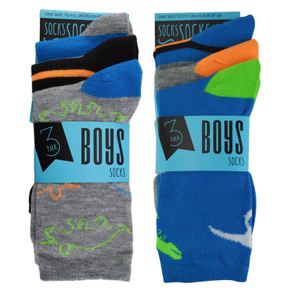 Boys 6 Pack Design Socks (12-3 UK)