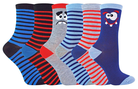 Boys 6 Pack Design Socks (9-12 UK)