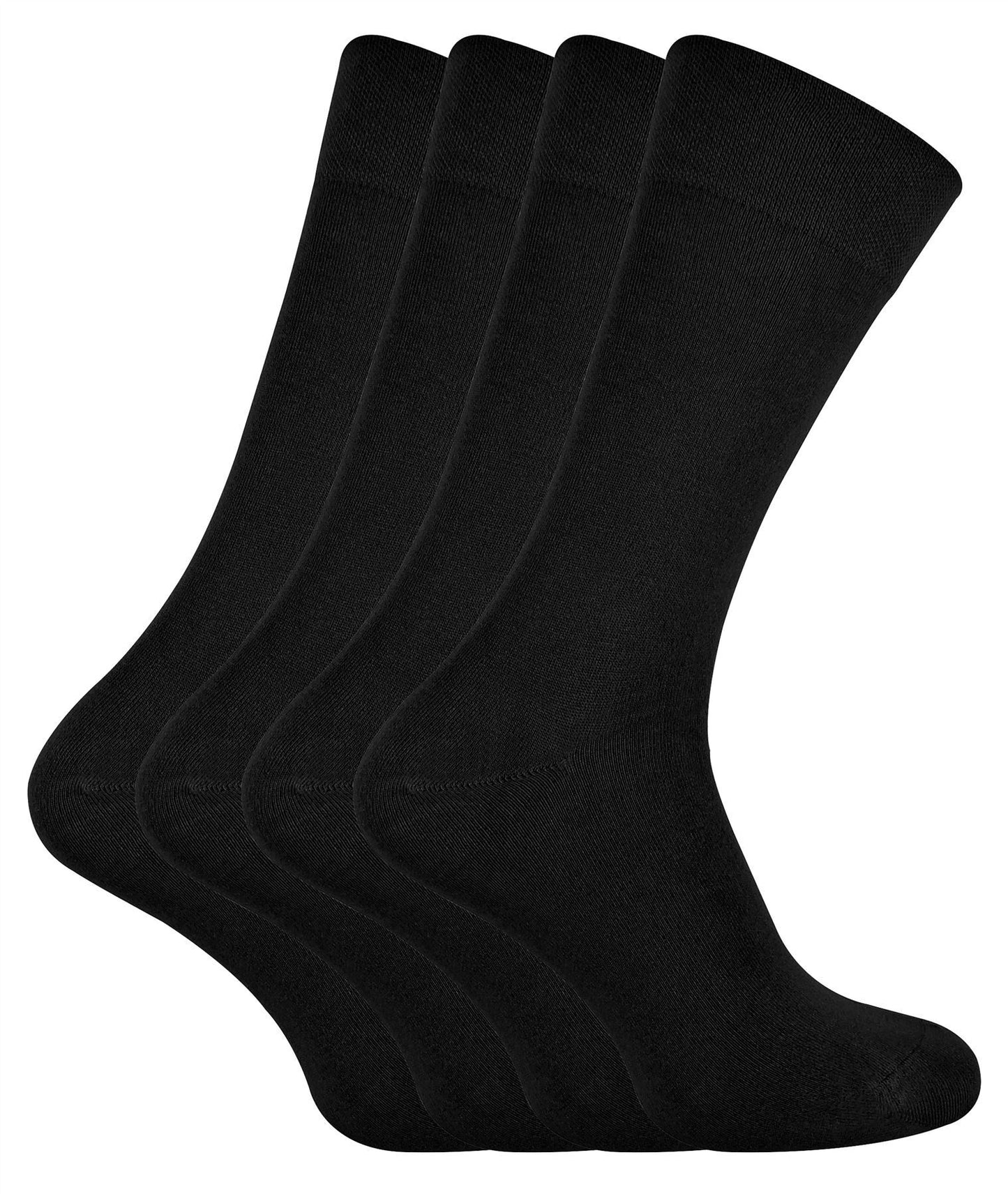 4 PAIRS Ladies Bamboo Crew Socks - CR2 (4-8 UK / Black)