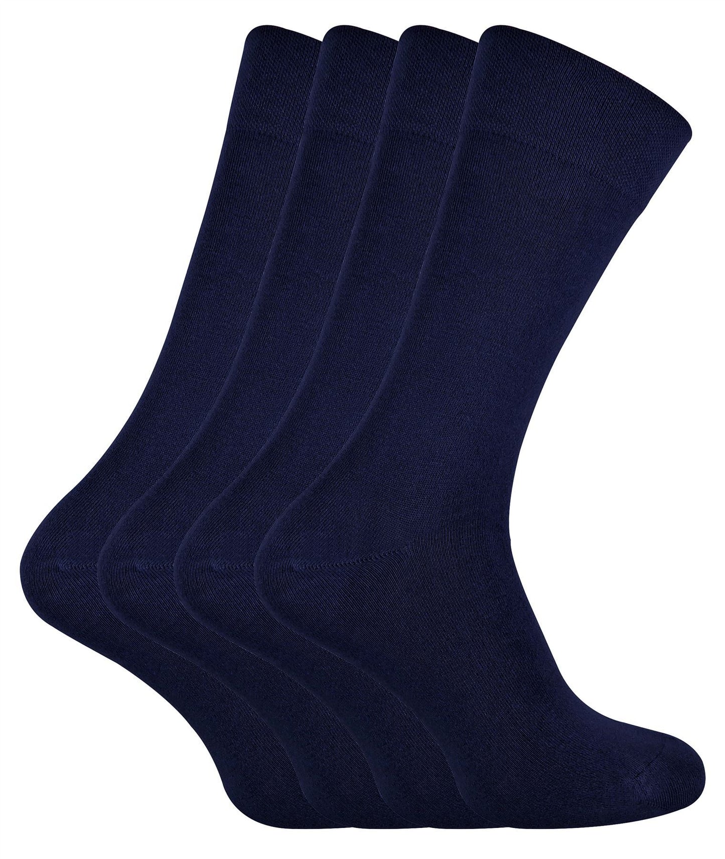 4 PAIRS Ladies Bamboo Crew Socks - CR2 (4-8 UK / Navy)