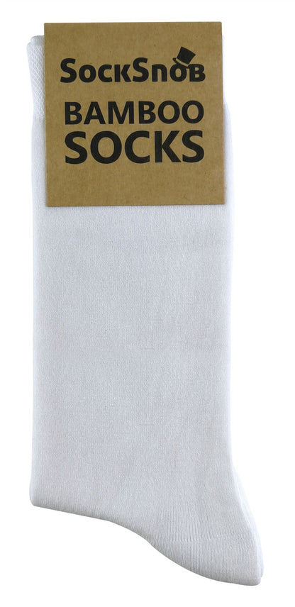 4 PAIRS Ladies Bamboo Crew Socks - CR2 (4-8 UK / White)