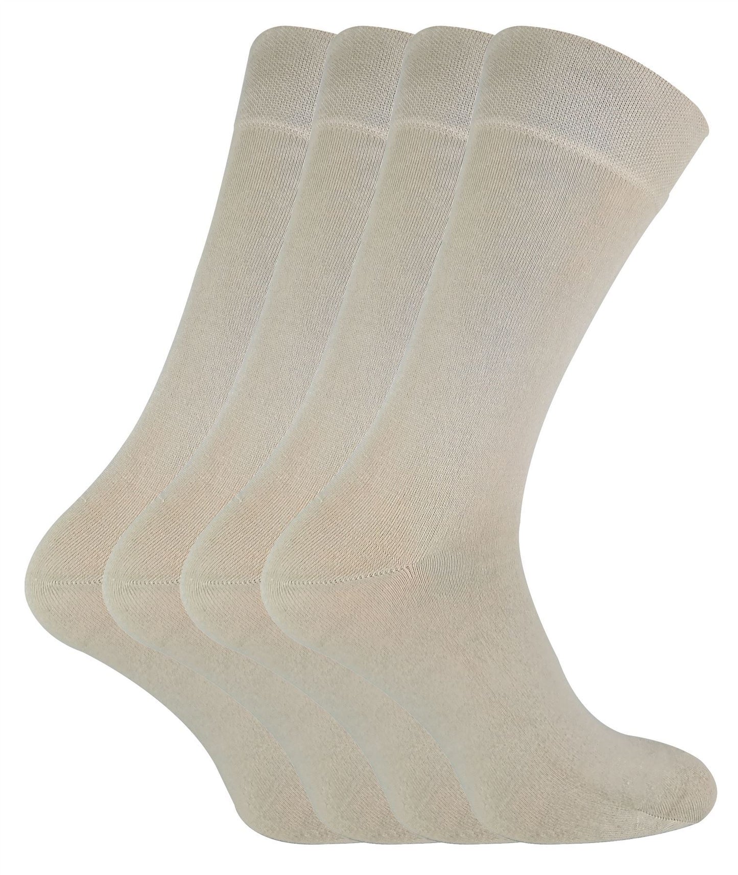 4 PAIRS Ladies Bamboo Crew Socks - CR2 (4-8 UK / Natural)