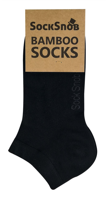 4 PAIRS Ladies Bamboo Trainer Socks - TR2 (4-8 UK / Black)