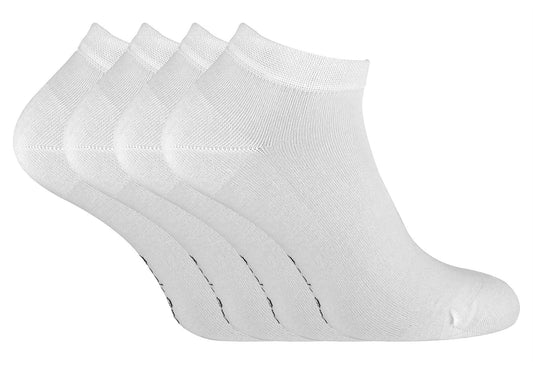 4 PAIRS Ladies Bamboo Trainer Socks - TR2 (4-8 UK / White)