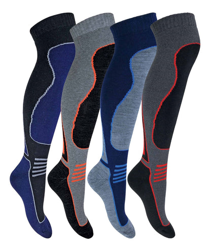 4 Pairs Adults Knee High Wool Ski Socks (SL202 Mens)