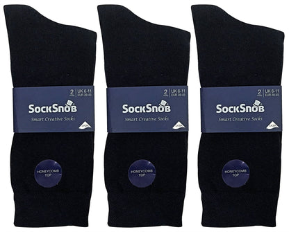 6 Pairs Sock Snob Premier Collection Socks (SS Plain Black)