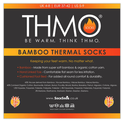 THMO 3 Pack Bamboo Thermal Socks (4-8 / Brown)