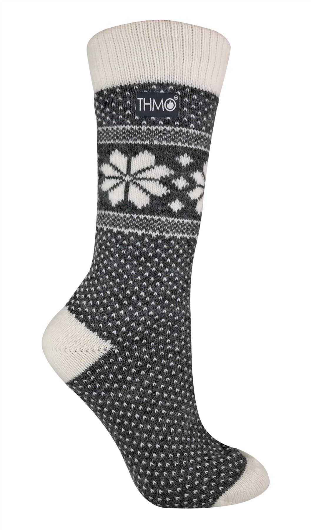 THMO - Ladies Festive Socks (40 Fairisle Grey / Cream)