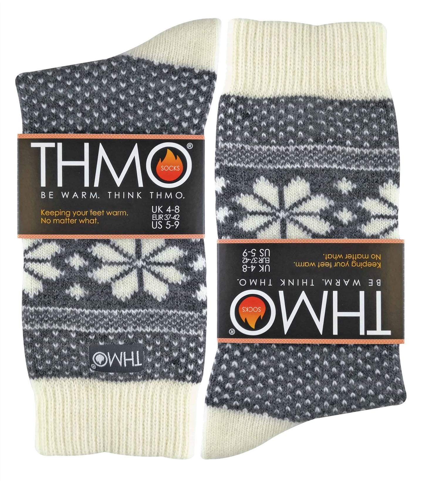 THMO - Ladies Festive Socks (40 Fairisle Grey / Cream)