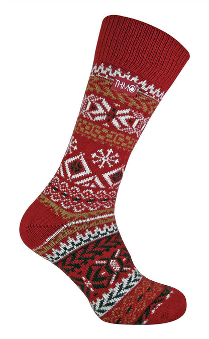 THMO - Mens Festive Socks (37 Fairisle Red)