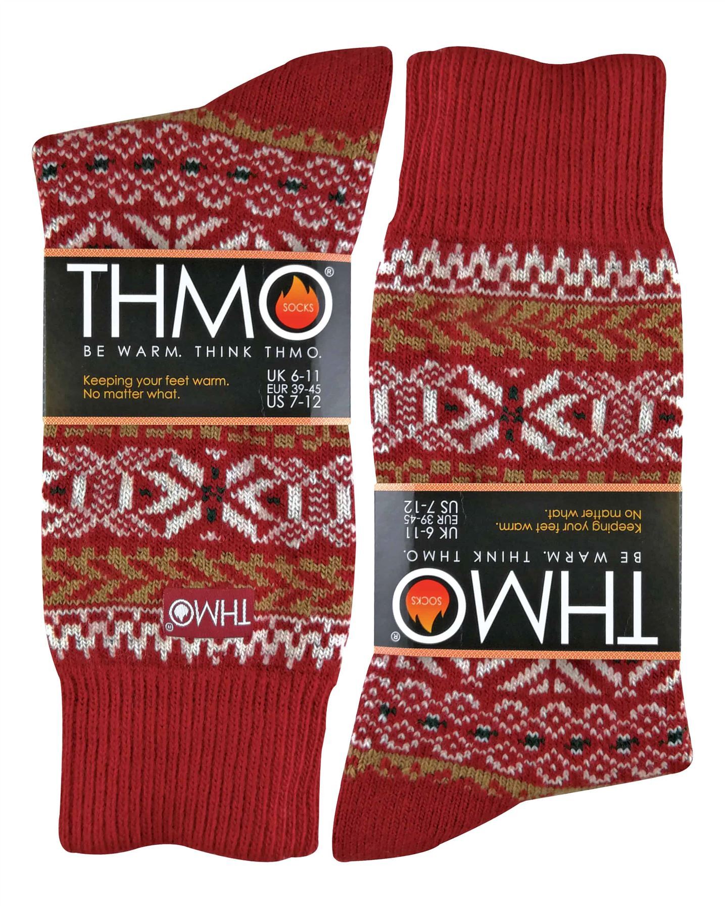 THMO - Mens Festive Socks (37 Fairisle Red)