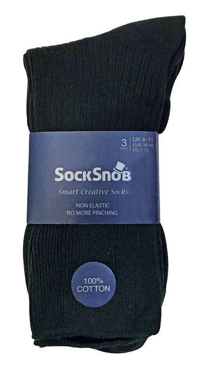 6 Pairs Non Elastic 100% Cotton Socks (6-11 UK / TSFD03)