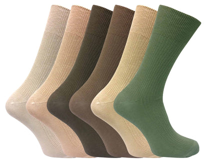 6 Pairs Non Elastic 100% Cotton Socks (6-11 UK / TSFD02)