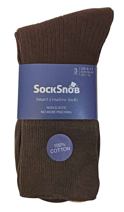 6 Pairs Non Elastic 100% Cotton Socks (6-11 UK / TSFD02)