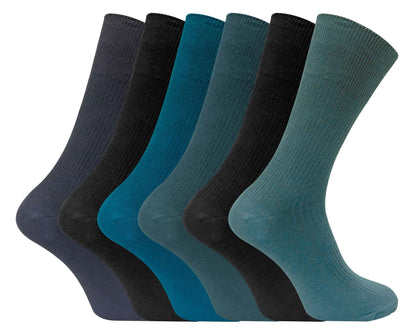 6 Pairs Non Elastic 100% Cotton Socks (6-11 UK / TSFD01)