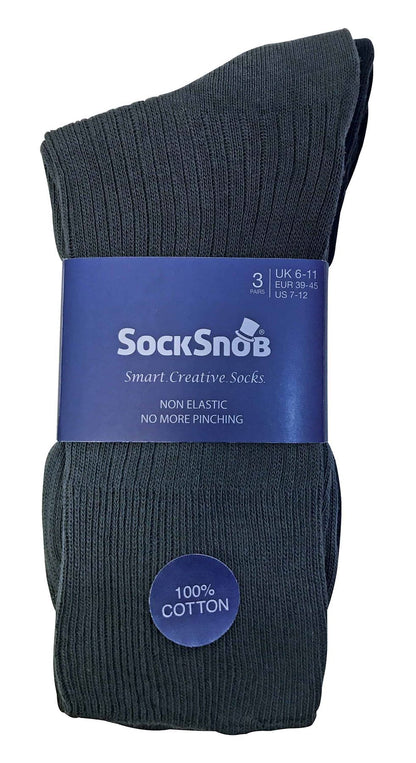 6 Pairs Non Elastic 100% Cotton Socks (6-11 UK / TSFD01)