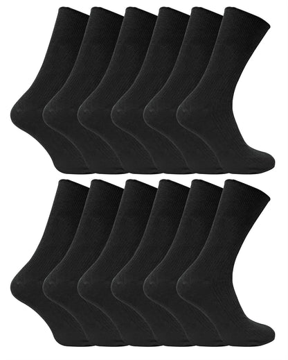 12 Pairs Non Elastic 100% Cotton Socks (6-11 / TSFD03)