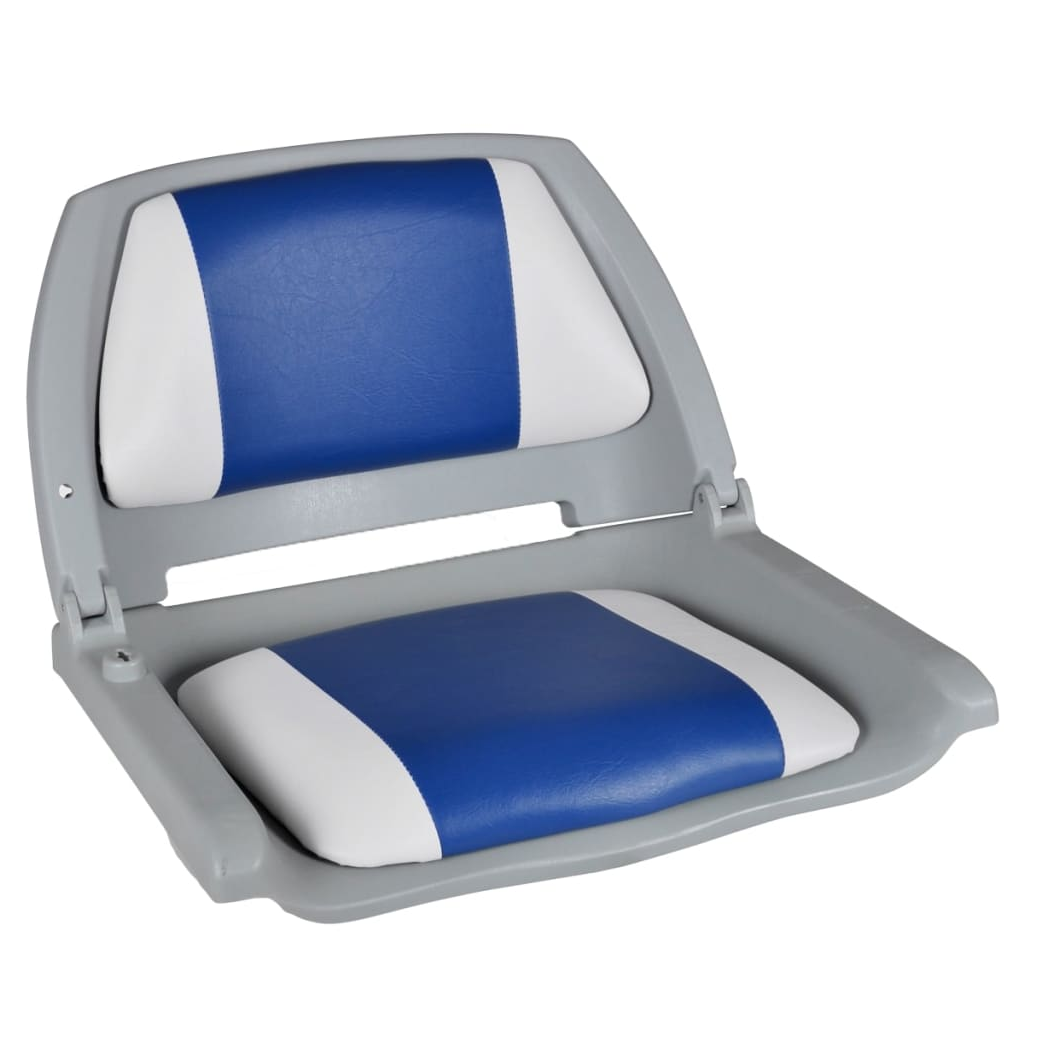 Boat Seats 2 pcs Foldable Backrest Blue-white Pillow 41x51x48cm