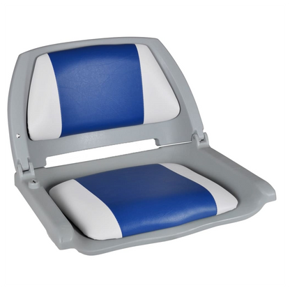 Boat Seats 2 pcs Foldable Backrest Blue-white Pillow 41x51x48cm