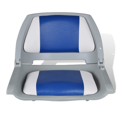 Boat Seats 2 pcs Foldable Backrest Blue-white Pillow 41x51x48cm