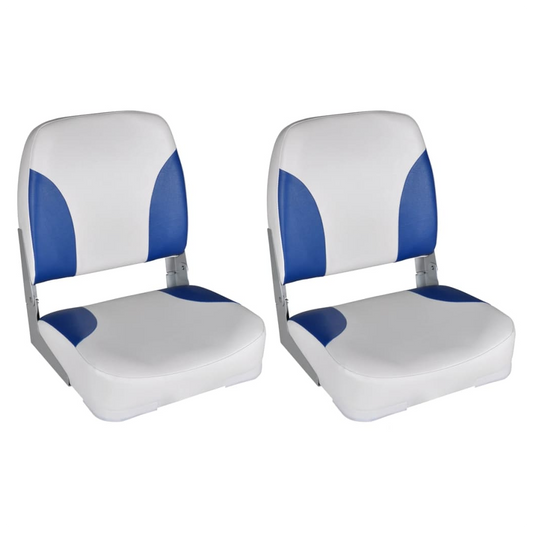 Boat Seats 2 pcs Foldable Backrest Blue-white Pillow 41x36x48cm