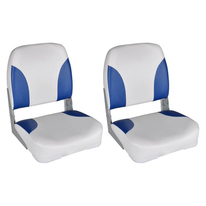 Boat Seats 2 pcs Foldable Backrest Blue-white Pillow 41x36x48cm