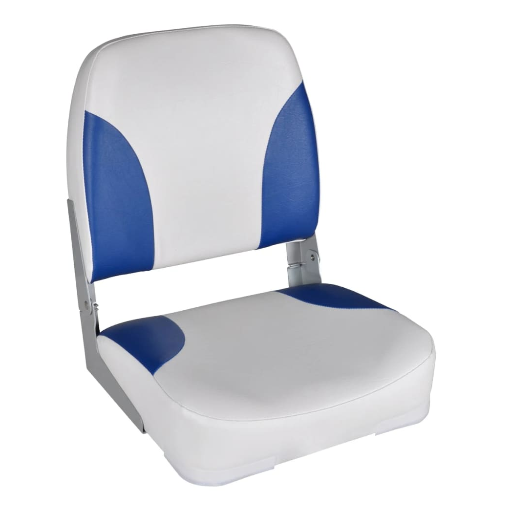 Boat Seats 2 pcs Foldable Backrest Blue-white Pillow 41x36x48cm