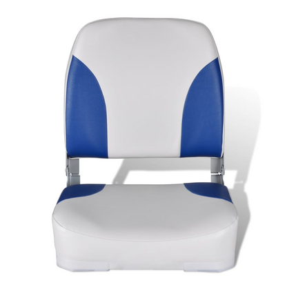 Boat Seats 2 pcs Foldable Backrest Blue-white Pillow 41x36x48cm