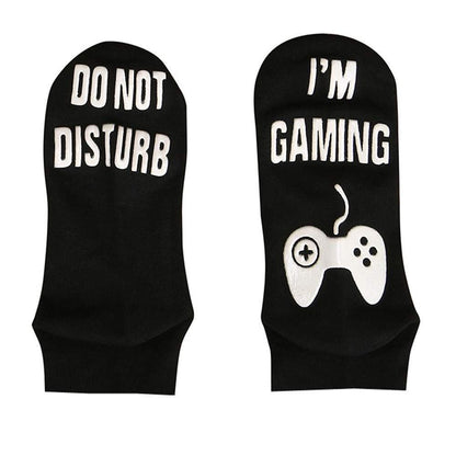 Do Not Disturb, I'm Gaming' Funny Ankle Gamer Socks - Black