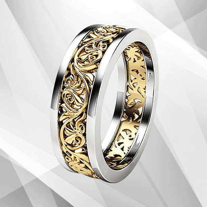 Two Colour 18Ct Yellow And White Gold Over Celtic Wedding Ring Band Hand Made, Ring Size K