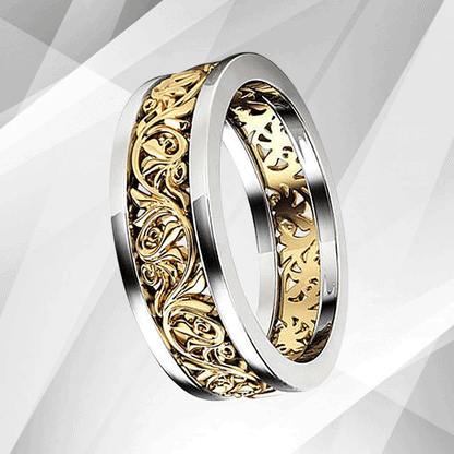 Two Colour 18Ct Yellow And White Gold Over Celtic Wedding Ring Band Hand Made, Ring Size K